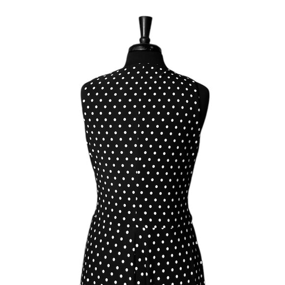 Ralph Lauren Black Label Women's Maxi Dress Black Polka Dot Stretch V-Neck 6 - Picture 7 of 8